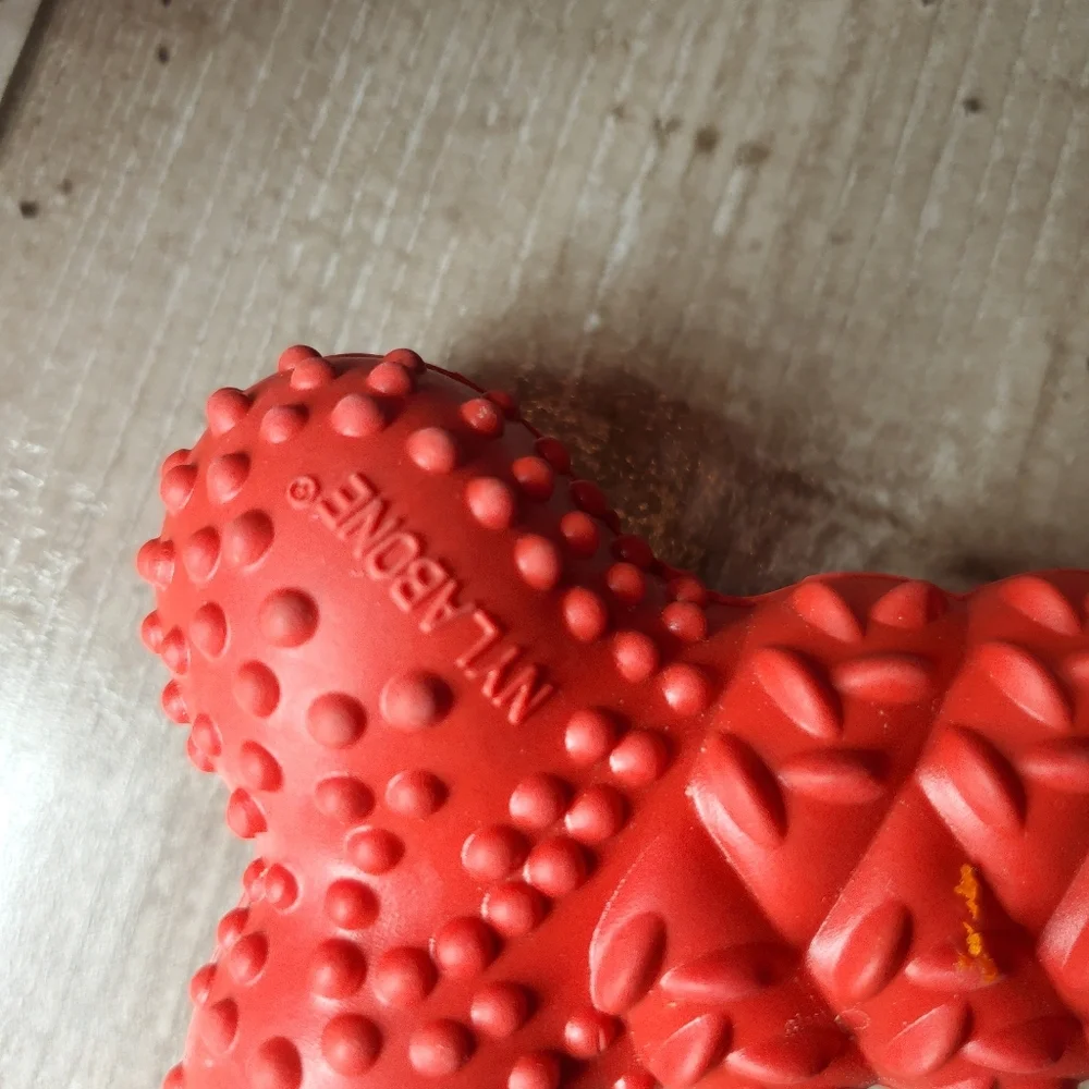 Nylabone Essentials Fun 'N' Fit Rubber Braided Bone Medium Red